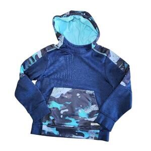 Russell Athletics Boys Tops, Navy Camo Print Hoodie With Kangaroo Pocket, Sz 6-7